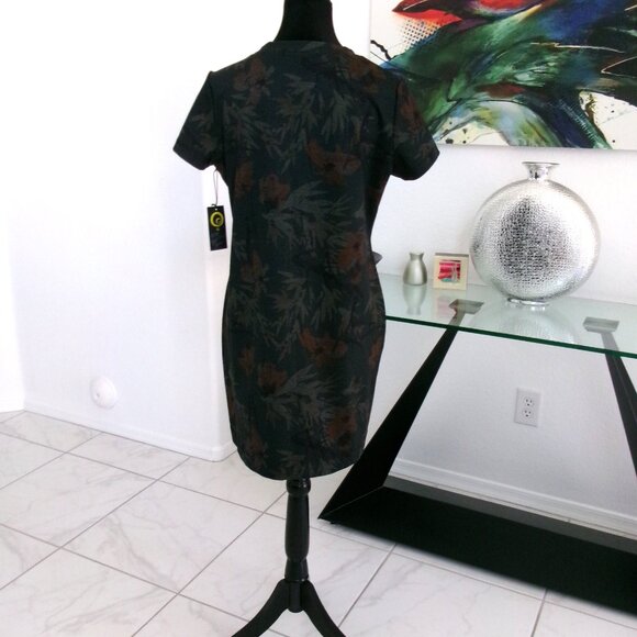 New Jana Carrick V-Neck Forever Ponte Dress Short Sleeve Pine Forest M Green - Picture 4 of 11